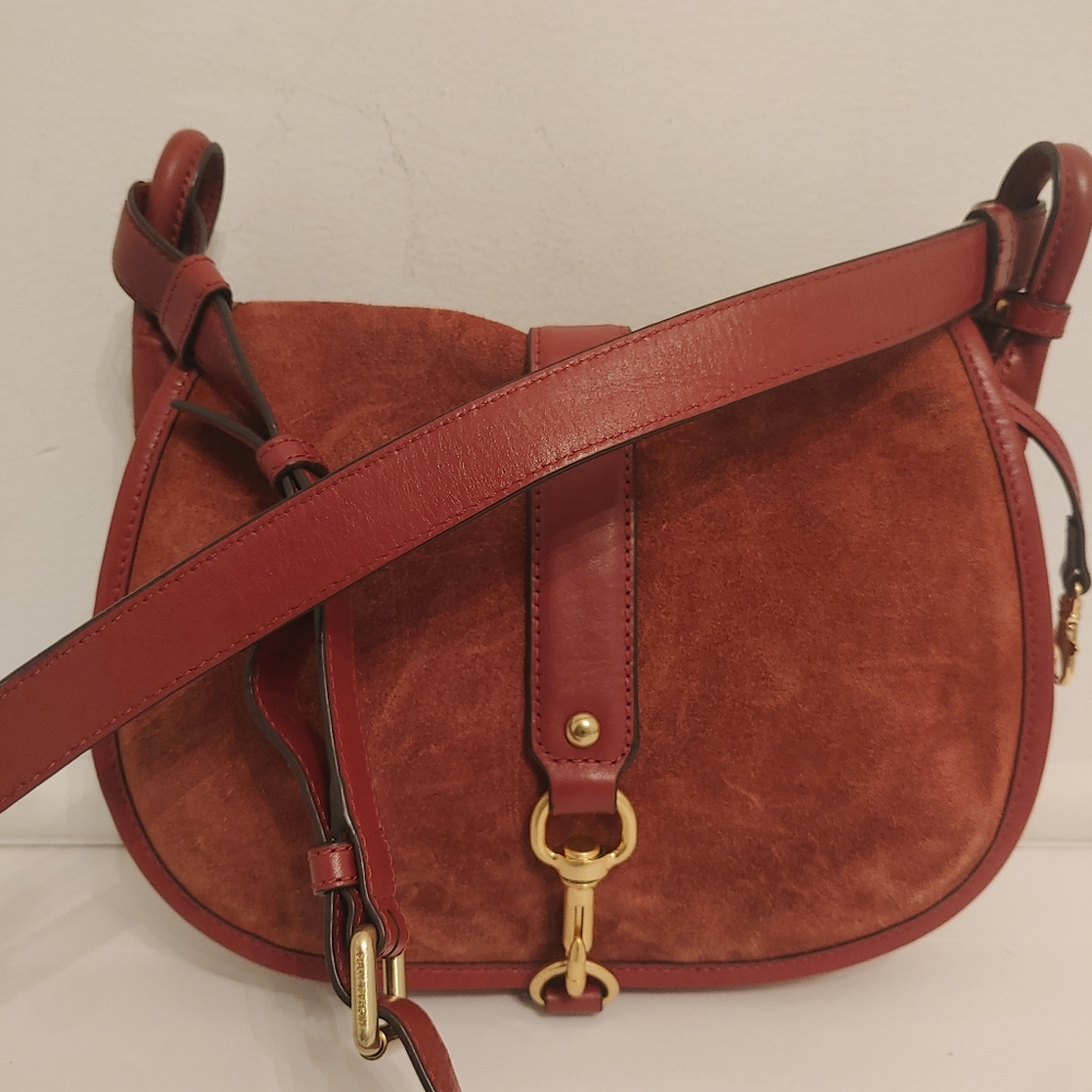 Elegant Red Suede Shoulder Bag